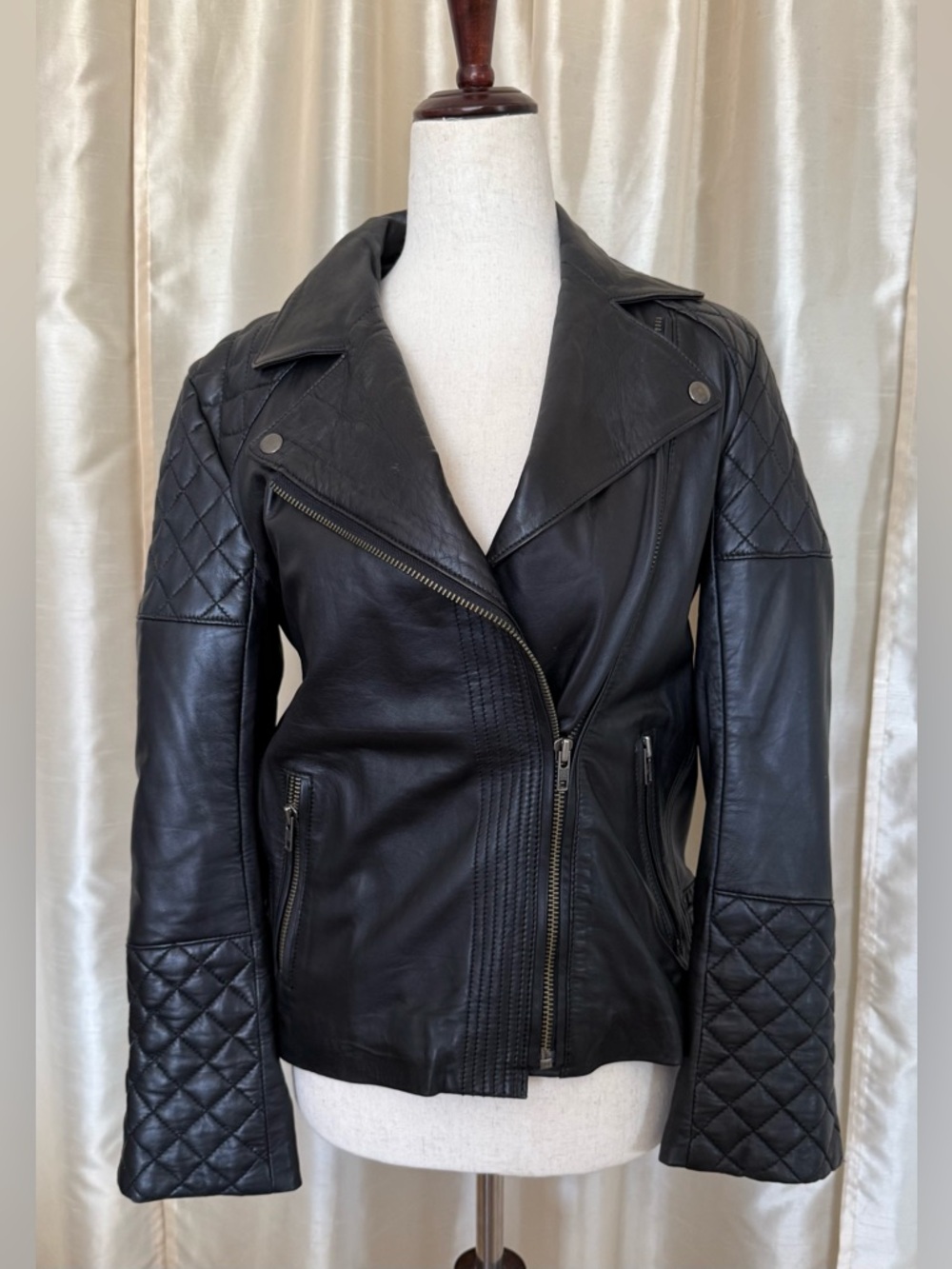 Gerard Darrel Black Quilted Lamb Leather Jacket XS